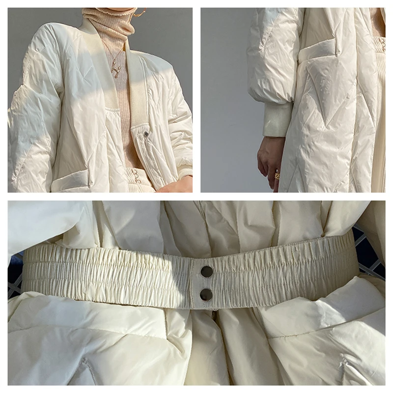 LUXUV New Warm Long Down Thick Parka Women's Winter Female Jacket Long-sleeved Loose Coat Waterproof&Windproof with Hooded