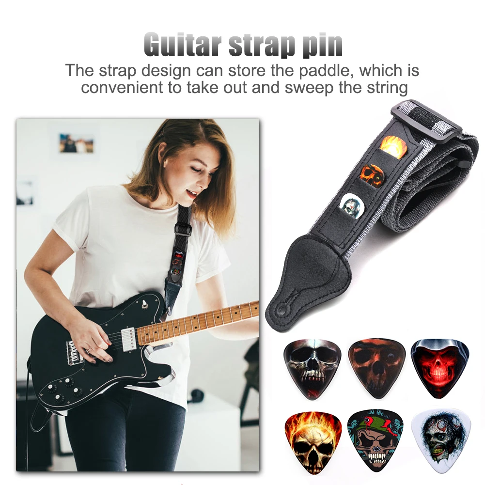 einstellbare elektrische gitarre strap mit 3 gitarre picks halter akustische gitarre bass strap gürtel tasche mit 6 picks zubehör free globa