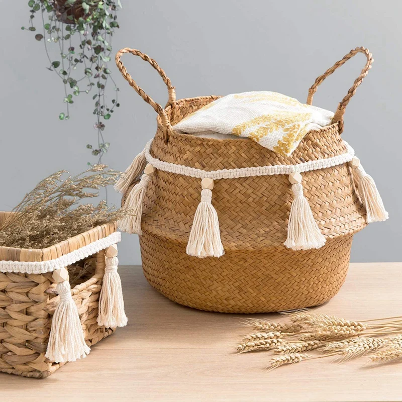 

2 Pcs Bohemian Cotton Rope Tassel Wreath Wall Hanging Decoration for Kids Room Bedroom Home Decor Ornaments