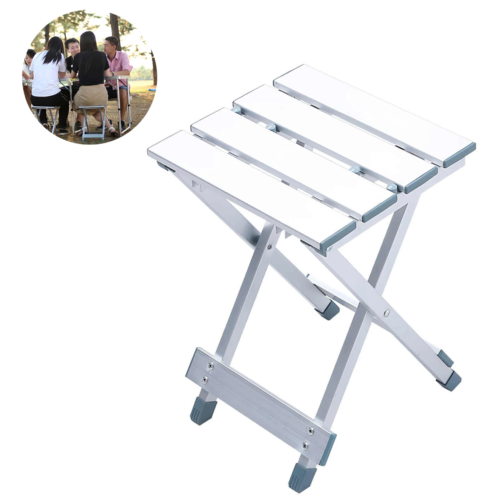 

Outdoor Portable Aluminum Alloy Folding Stool Travel Picnic Chairs Lightweight Stable Structure Anti-Slid Simple Fishing Stool