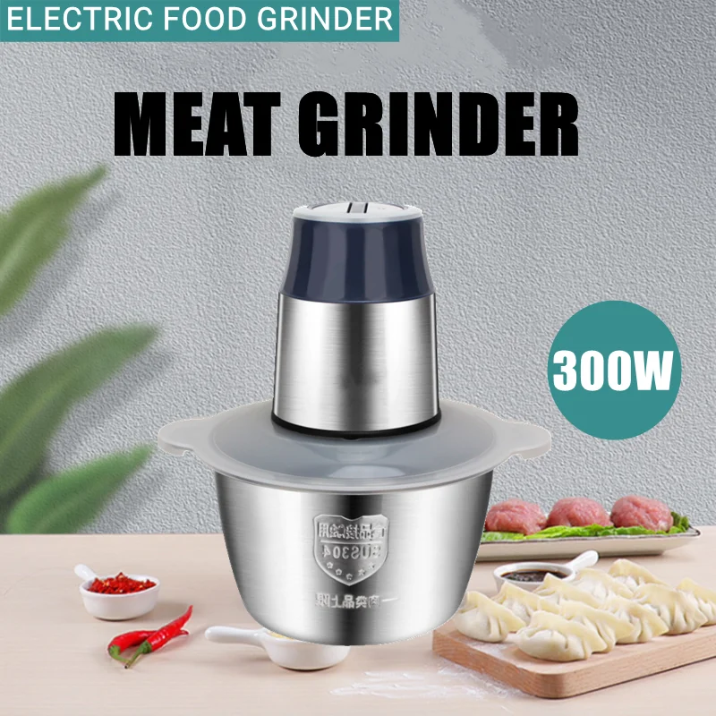 

Electric Chopper 2 Speeds Meat Grinder Stainless Steel Mincer Food Processor Kitchen Slicer Egg Beater Garlic Vegetable Sonifer