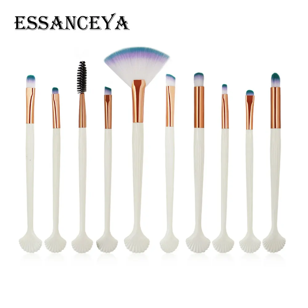 10PCS ESSANCEYA 6-18 шт. набор кистей для макияжа, Тональная основа, пудра, румяна, тени для век, подводка для глаз, губ, косметический набор кистей для макияжа, инструменты - Handle Color: 10PCS