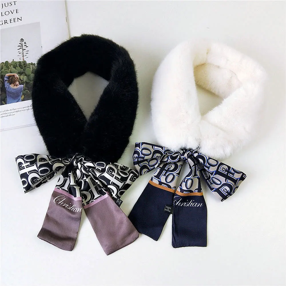 Новый мягкий женский шарф с воротником из искусственного кроличьего меха