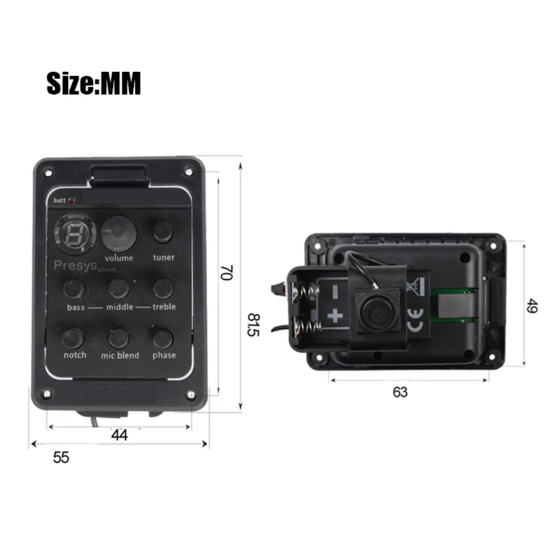 4 акустической гитары Пикап предусилитель эквалайзер с тюнером микрофон Piezo Endpin