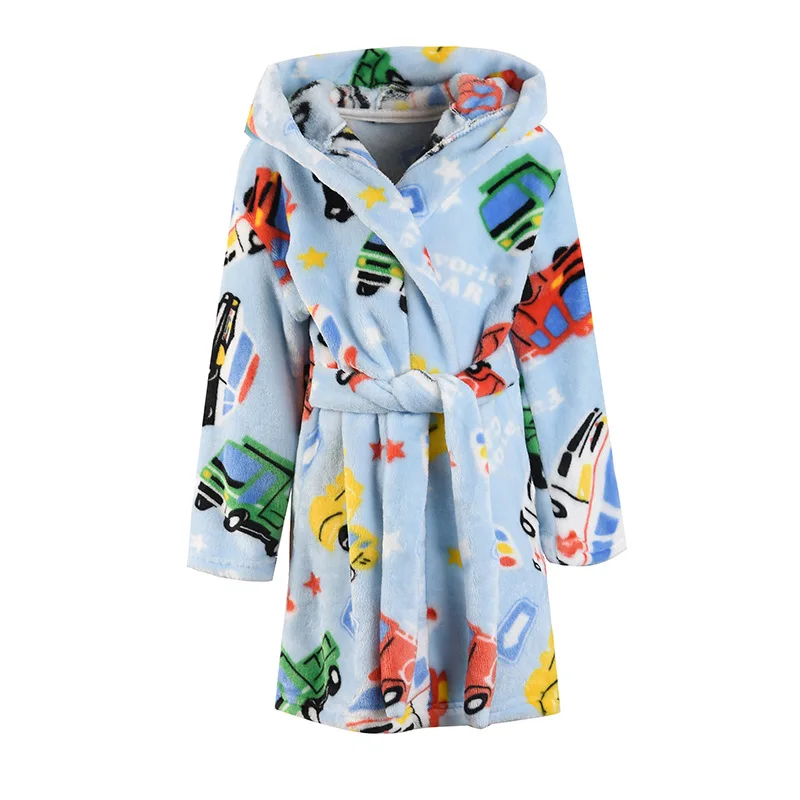 Детский мягкий фланелевый спортивный костюм с шапкой Ночная одежда принтом и