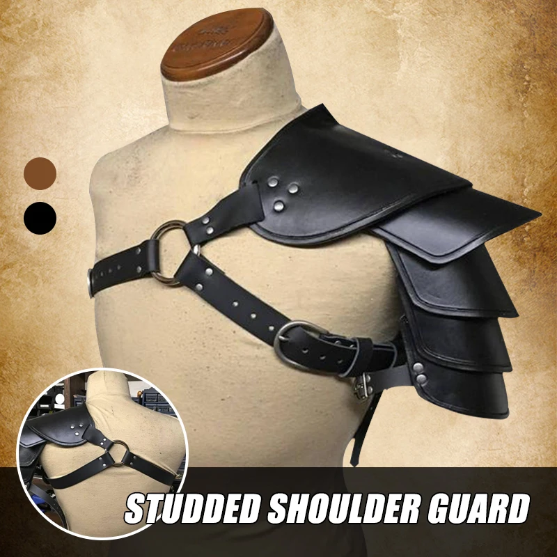 Medieval Viking Single Shoulder Armor Gladiator Samurai Knight Pauldrons Gothic Steampunk PU Leather Armor Cosplay Costume