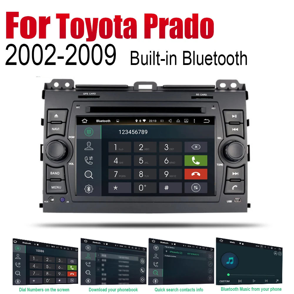 Автомагнитола ZaiXi 2 Din для Toyota Prado 2002 ~ 2009 GPS-навигация BT Wi-Fi карта мультимедийная