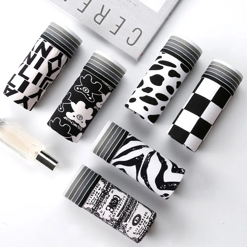 Мужские трусы-боксеры хлопковые трусы со средней талией и принтом в виде