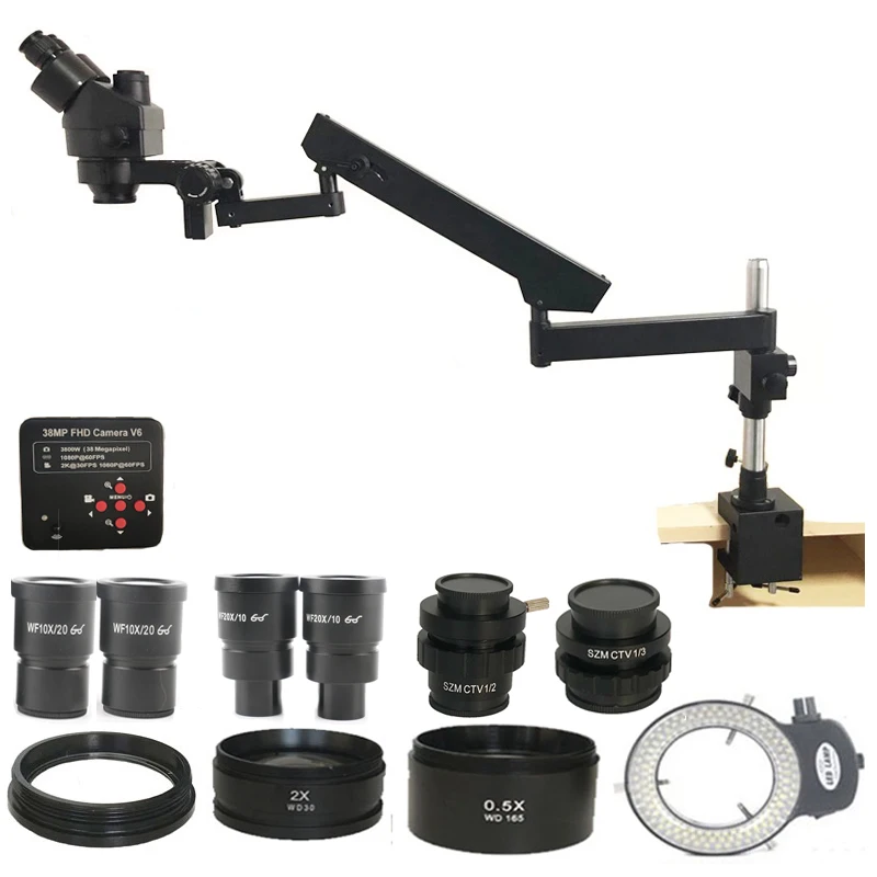 Тринокулярный микроскоп с универсальным фокусным расстоянием 3 5x 180X шарнирным