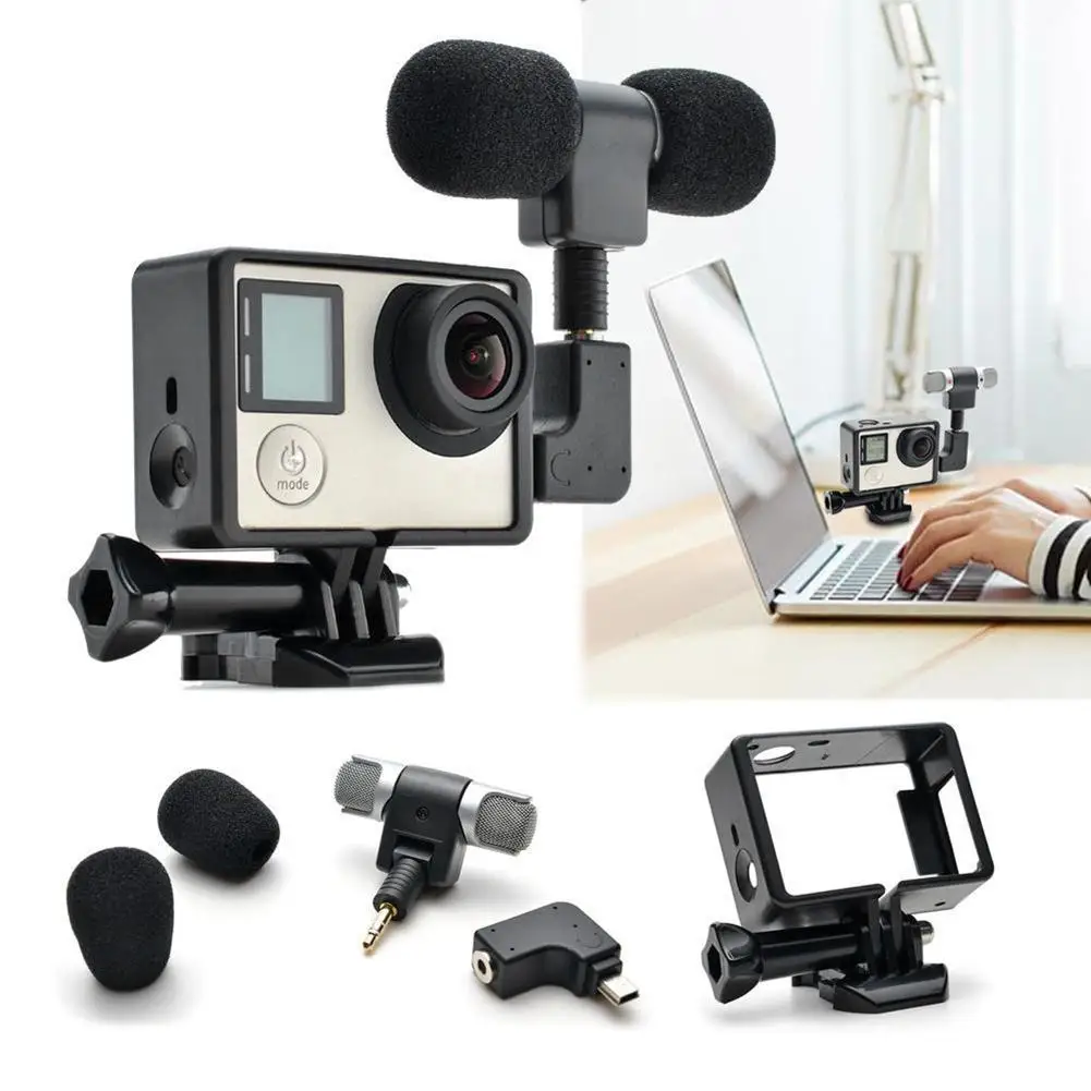 Стерео микрофон с защитным чехлом 3 5 мм микрофоном для камеры GoPro Hero 3/3 +/4 без шума
