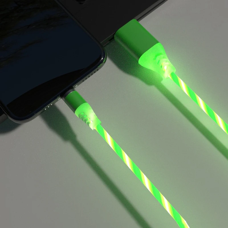 Green Cable Новинка 1 м быстрое зарядное устройство цветной светодиодный магнитный кабель для телефона Micro usb type C кабель зарядное устройство для huawei Xiaomi samsung телефон - Цвет: Green Cable