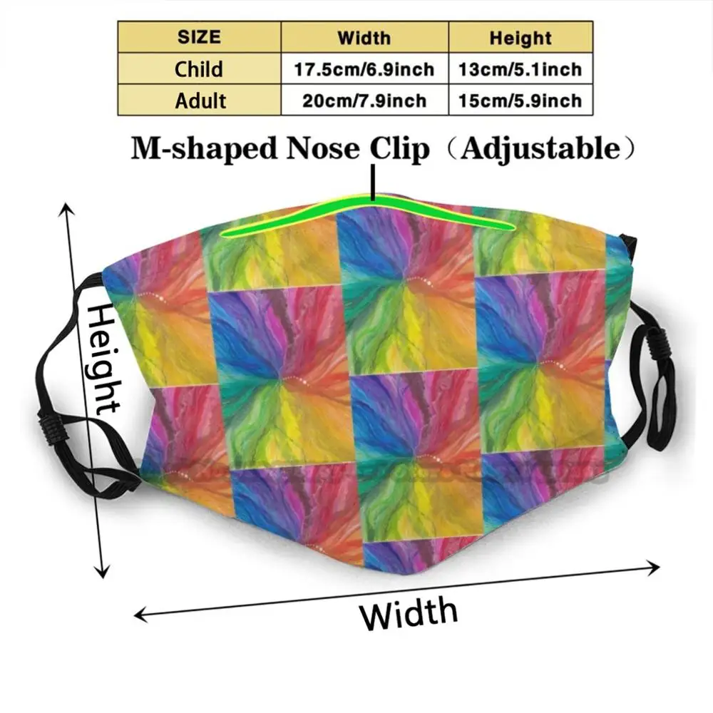 Spectrum Washable Reusable Trendy Mouth Face Mask With Filters For Child Adult Rainbow Colourful Colorful | Аксессуары для одежды