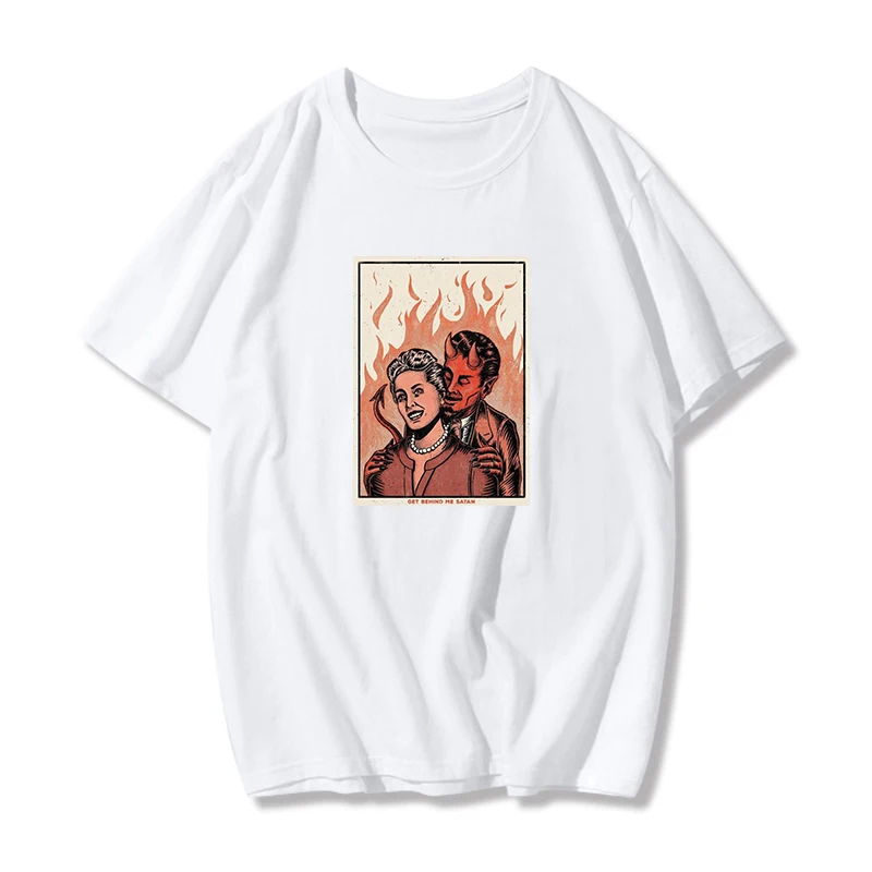 

Minutes in Hell Graphic Tee Satan Hell Horries Series T-shirt 70s Vintage Hip Hop Goth Unisex Wome Harajuku streetwear T-shirt