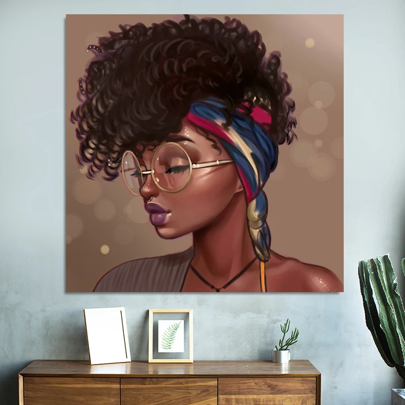 

Wall Art Canvas Minimalist Black Girl Nordic Posters Prints Painting Oil Wall Pictures Modern Living Room Home Decor Framework