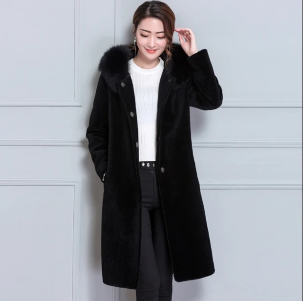 2020 Winter Hooded Coats Women Long Sleeve Fur Coat Feminino Wool Casaco Ladies Cardigan Cashmere WS70 | Женская одежда