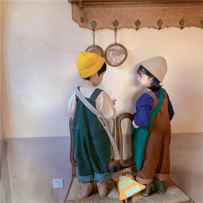 

BOBOTCNUNU Kids Boys Girls Overalls Retro Colors Clothes Autumn Sleeveless Sling Jumpsuit Corduroy Loose Overalls Outfits