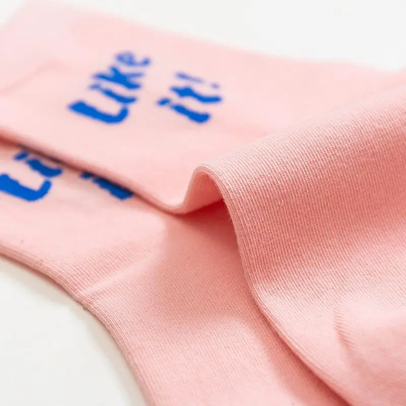 

4 Pairs Women Girls Cotton Socks Funny Words Colorful Letters Casual Hosiery