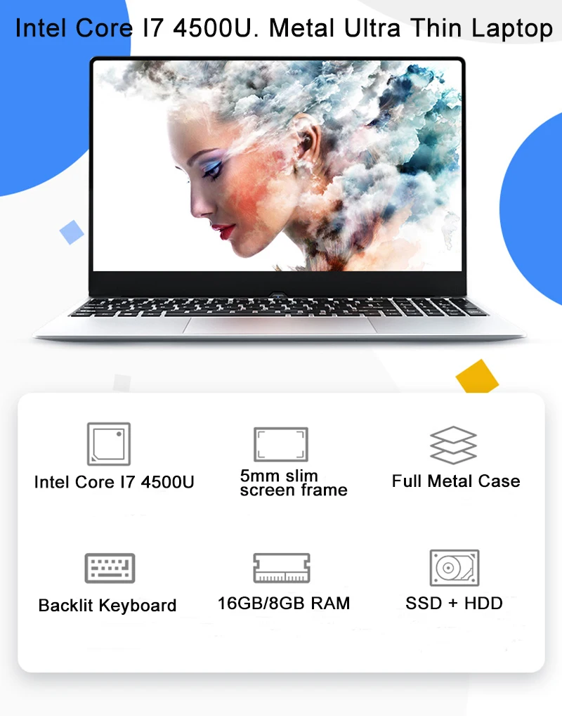 15,6 дюймовый металлический игровой ноутбук 16 ГБ/8 ГБ 512 ГБ SSD+ 1 ТБ Intel I7 4-го поколения Windows 10 ультратонкий компьютер