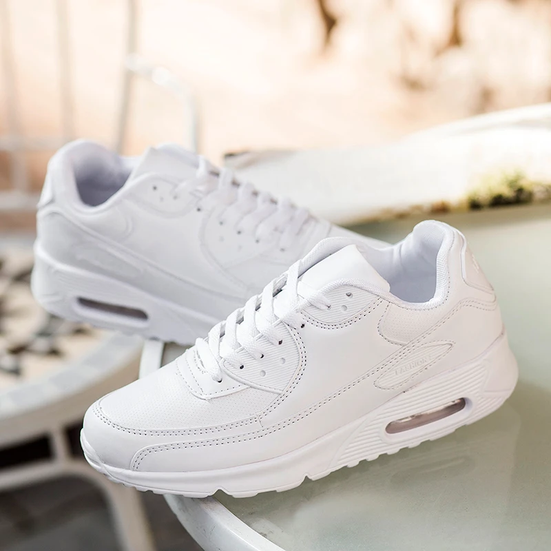 

Leather Women's Sneakers Comemore Air Cushion Women's Tennis Sports Shoes White Basket Femme Footwear Krassovki red sneaker