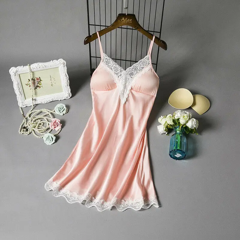 Модная ночная рубашка шелковый халат сексуальная женская с V образным вырезом