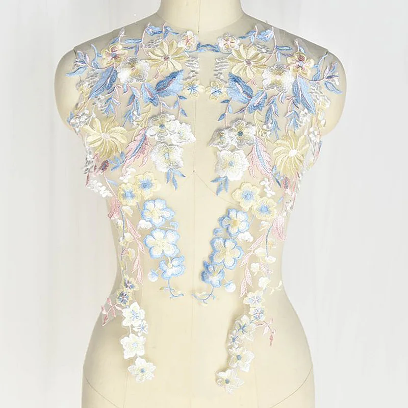 Цветочная кружевная Тюлевая аппликация для невесты 49*23 см | Дом и сад