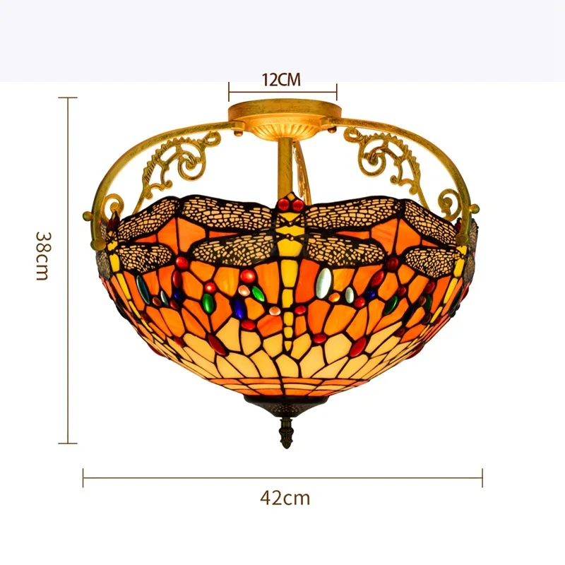 40cm European-Style Creative Orange Multi-Color Glass Restaurant Bedroom Aisle Corridor Bathroom Semi-Ceiling Lamp | Освещение