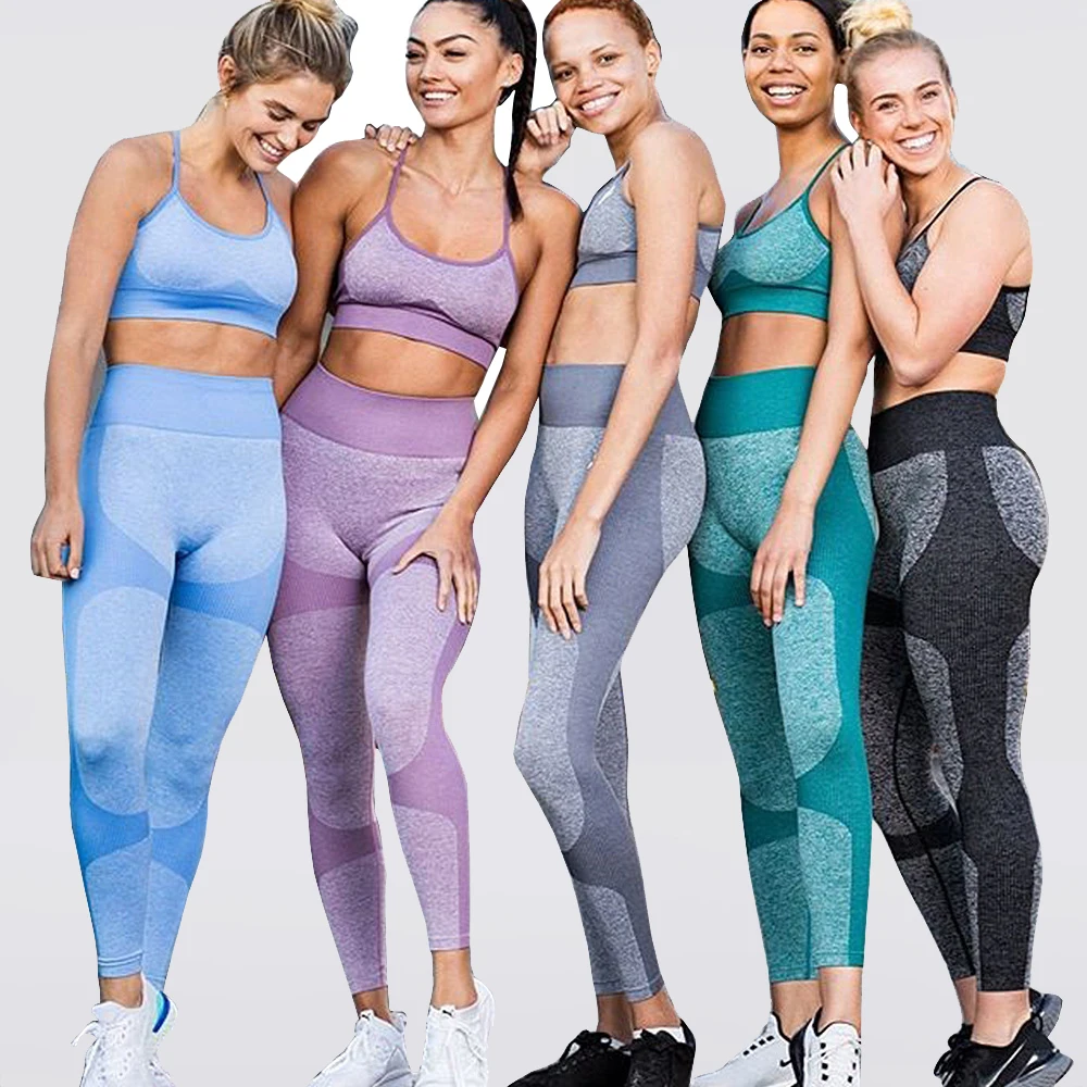 Женский спортивный костюм из 2 предметов комплект бесшовного бюстгальтера и