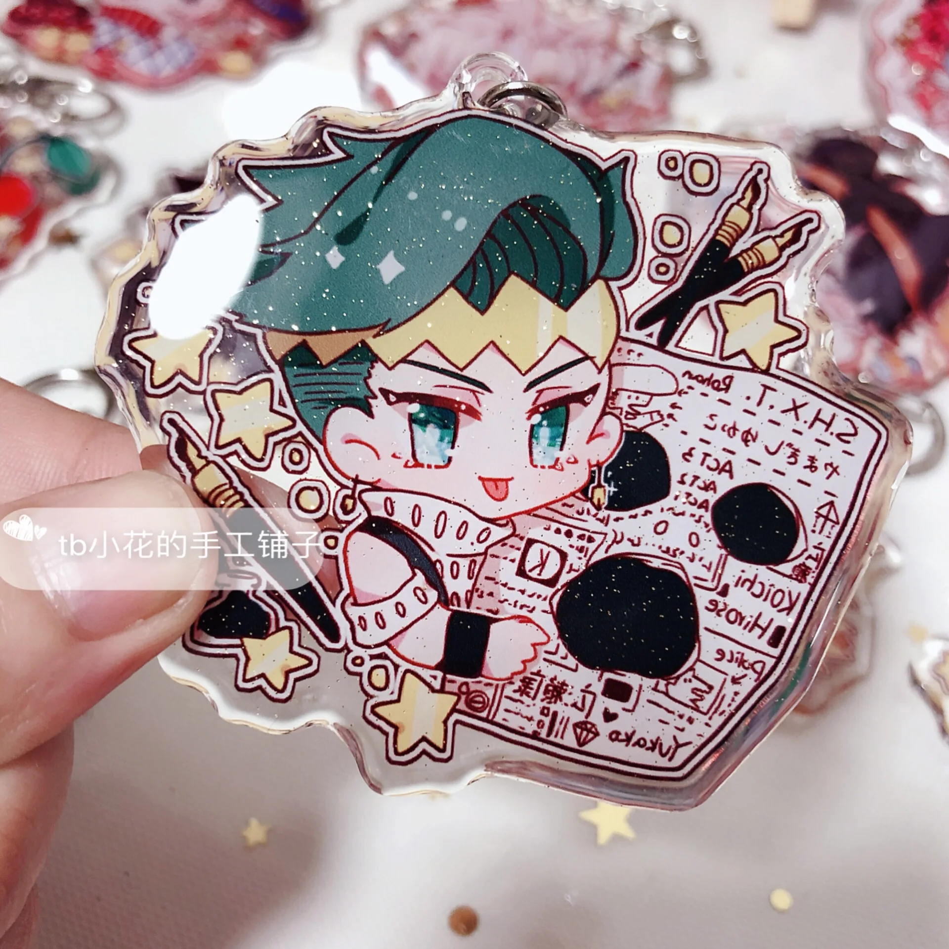 JOJO невероятное приключение Золотой ветер Bucciarati Kujo JotaroHigashikata Josuke фигурка Косплей акриловый брелок Подвеска для ключей - Цвет: 06