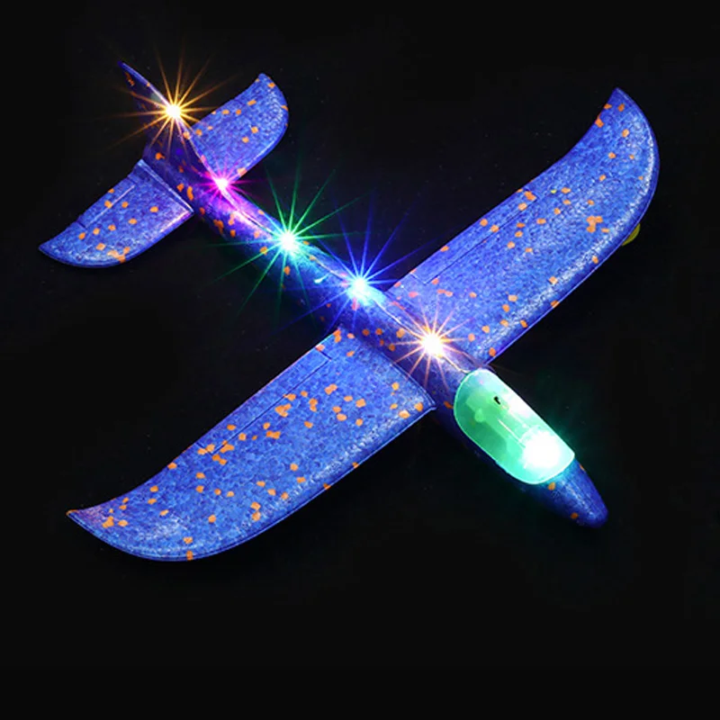 35cm All Lamp Blue 35 см детские игрушки «сделай сам» ручной бросок Летающий планер самолеты пена модель аэроплана наполнители Летающий планер самолет Развивающие игрушки для детей - Цвет: 35cm All Lamp Blue