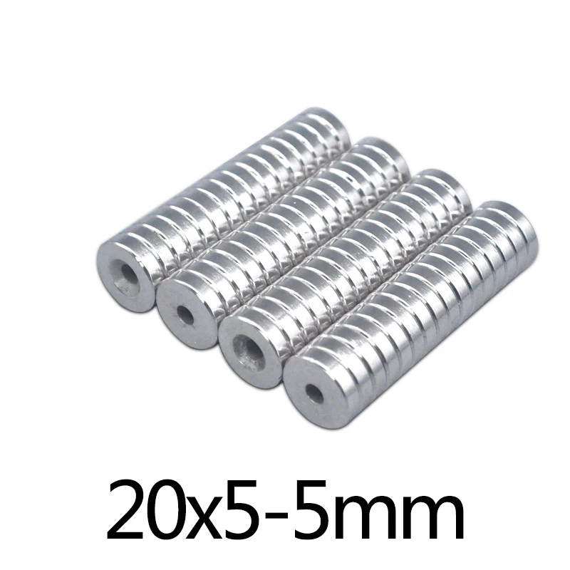 2~150PCS 20x5-5mm N35 Minor Super Powerful Magnet 20*5 mm Hole 5mm Round Countersunk Magnetic Neodymium Disc Magnets 20*5-5mm |