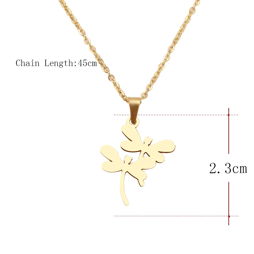 DOTIFI Stainless Steel Necklace For Women Man Couple Dragonfly Choker Pendant Necklace Engagement Jewelry images - 6