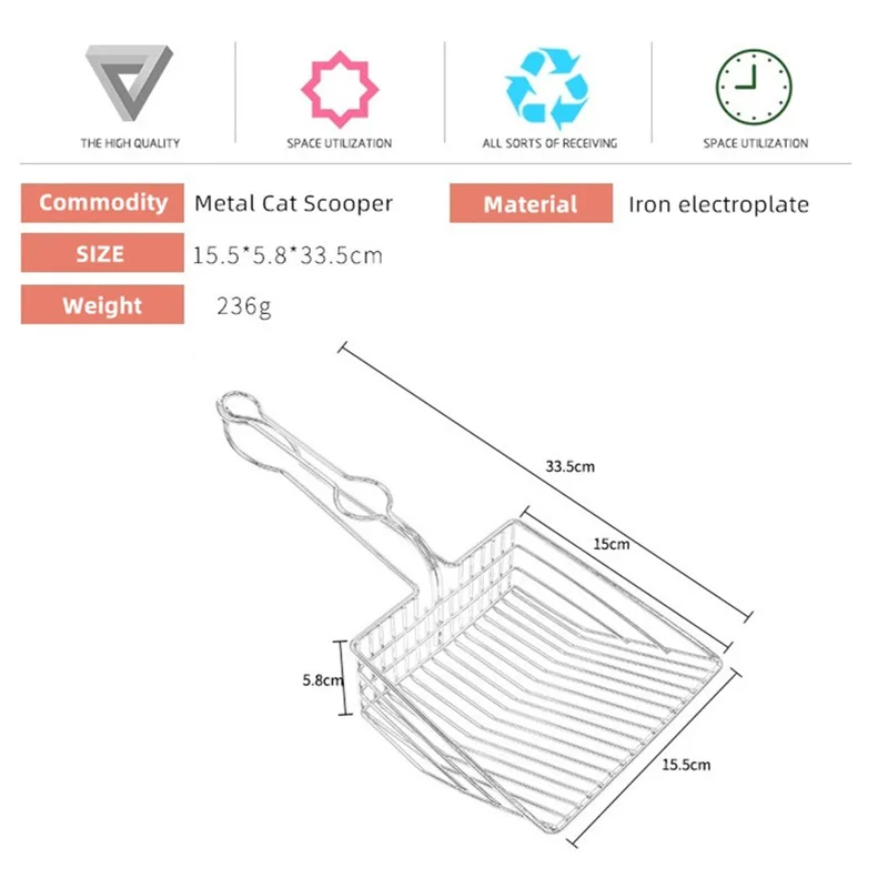 

Cat Litter Shovel Metal Iron Hollow Pooper Scoopers Pet Care Tools Durable Poop Shovel for Cats Dogs Pets Cleanning Supplies