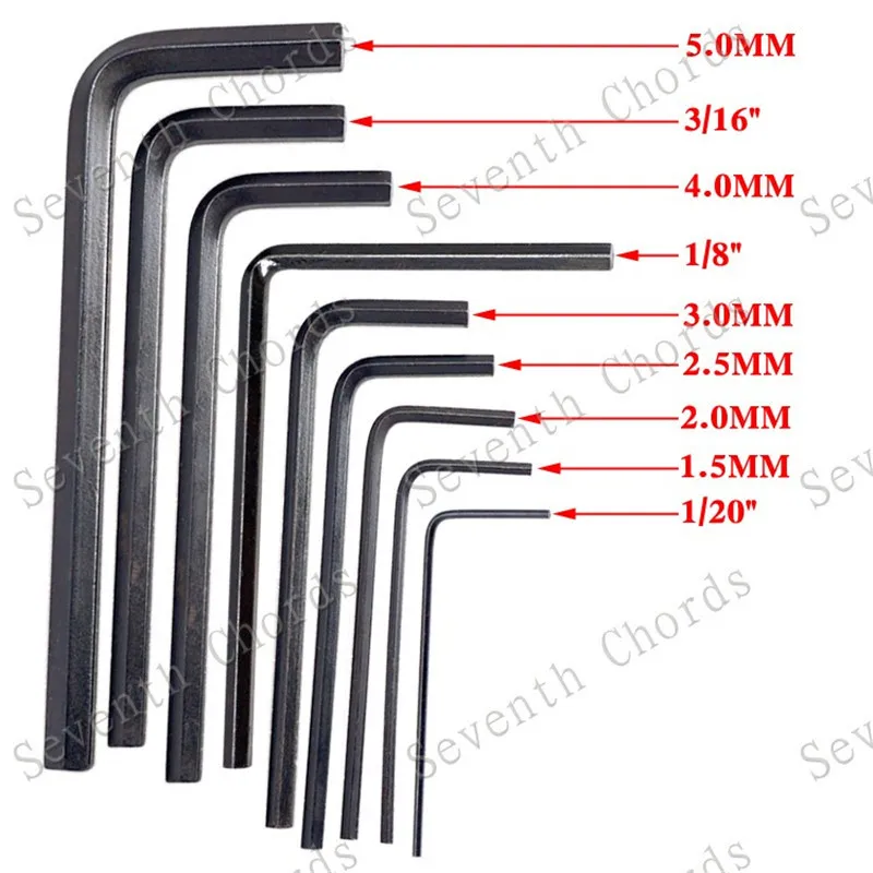 Набор торцевых ключей для бас-гитары 9 клавиш 1/20 дюйма 1 5 мм 2 3 1/8 4 3/16 мм. Аксессуары