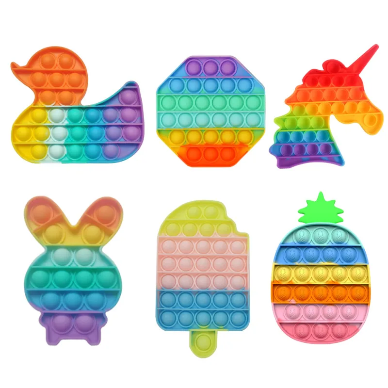

Rainbow Bubble Pops Fidget Kids Toy Sensory Autisim Special Need Its Anti-stress Stress Relief Squishy Fidget Toy Random Color
