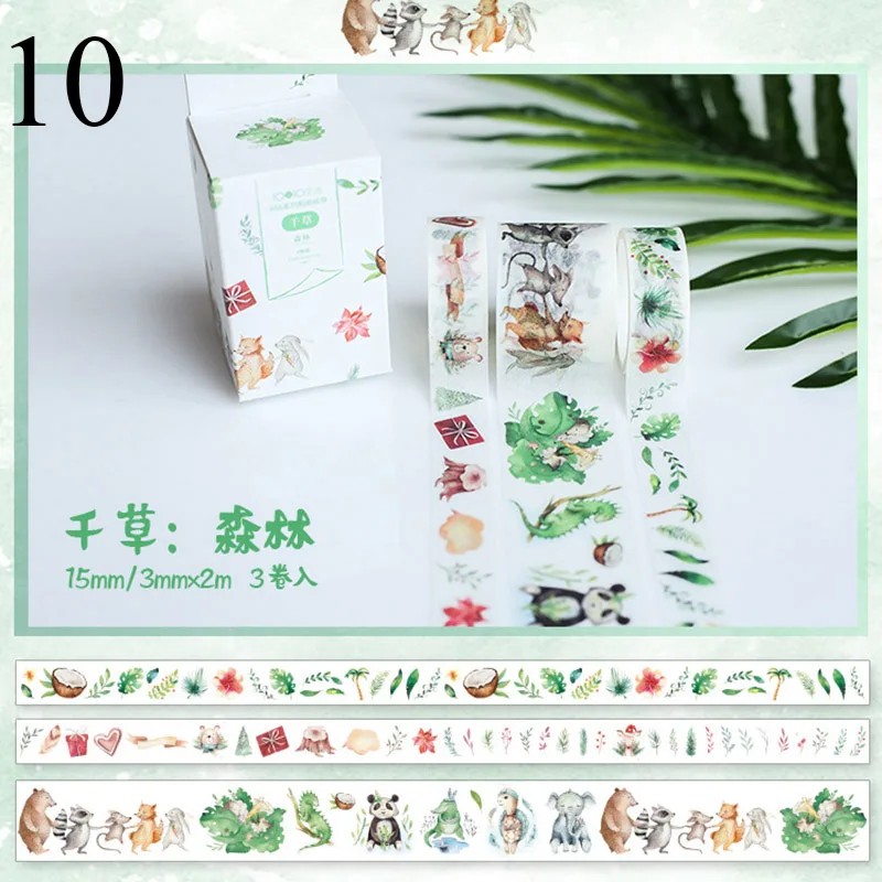 10 Kawaii Plant клейкая лента милая зеленая васи лента маскирующая лента для детей Скрапбукинг DIY фото принадлежности для альбома канцелярские принадлежности - Цвет: 10