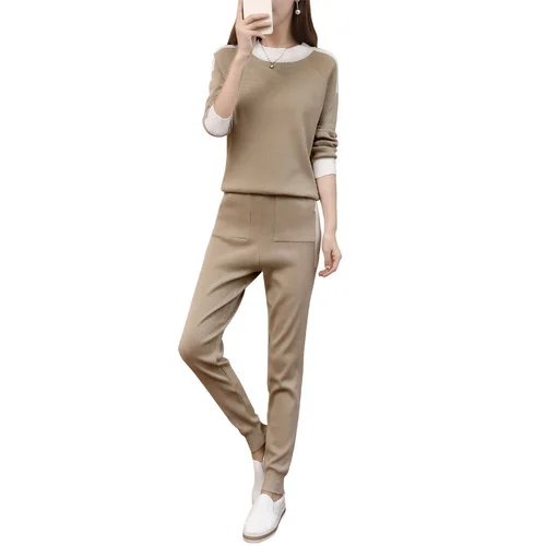 

Women Knitted Two Piece Set 2018 New Autumn Winter Sweater Tops+ Slim Pants Suis Ladies Clothes Sportsuit Woman 2 Pcs Tracksuit