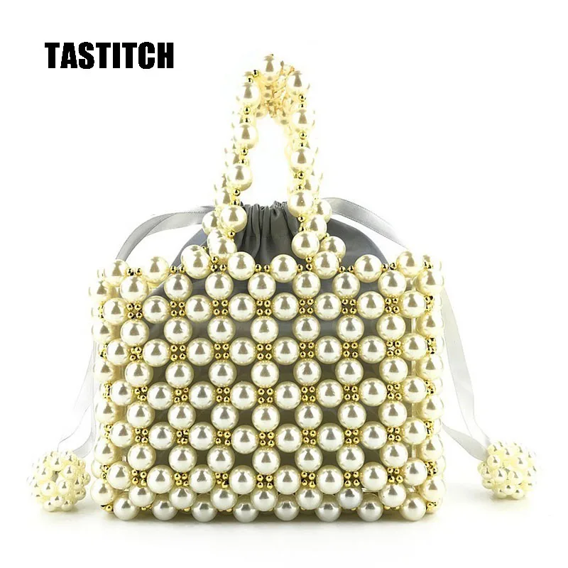 

New fashion hand-woven shoulder bag pearl Messenger bag beaded handbag lady shoulder Messenger bag dinner party bag wallet