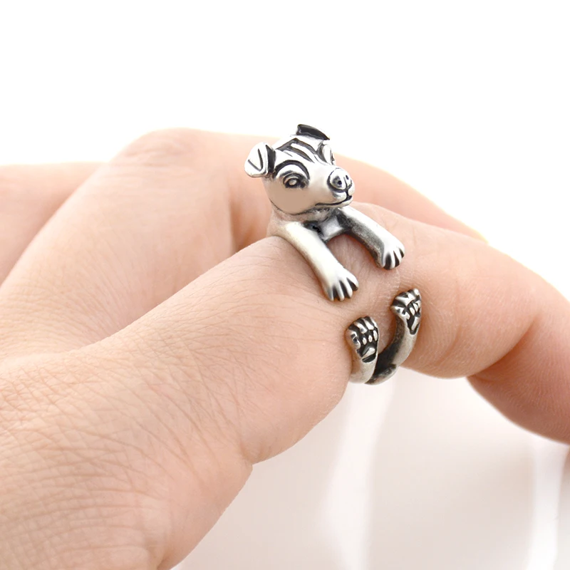 Винтажное черное кольцо Джек Расселл Анель крыса-терьер в стиле бохо свадебные