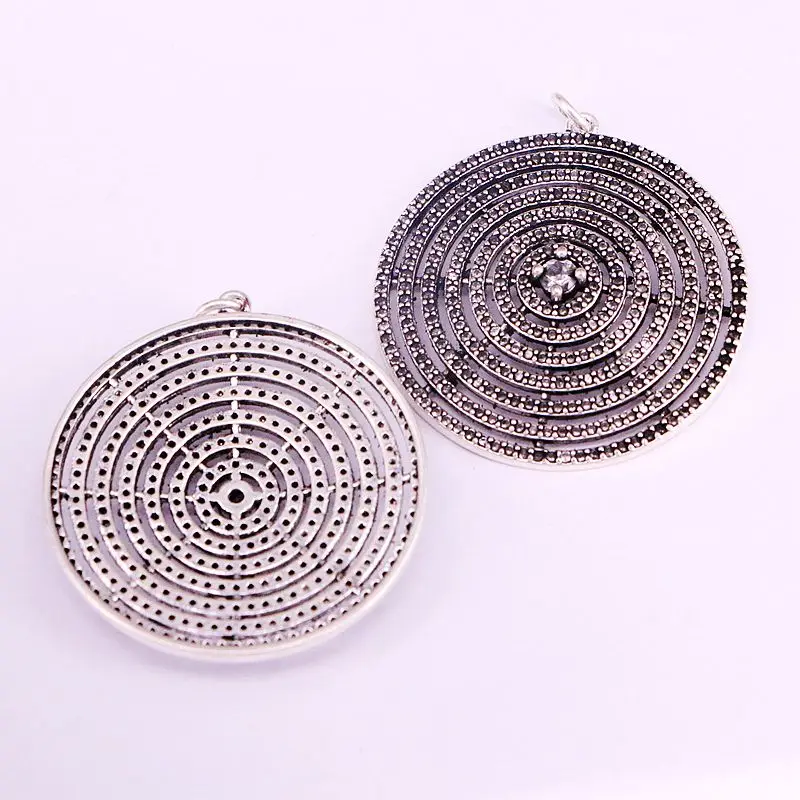 4 шт. круглые подвески серебряного цвета с фианитами | Украшения и аксессуары