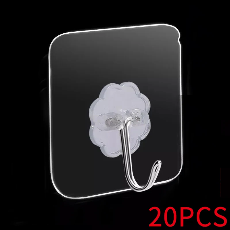 

Adhesive Wall Hook Transparent Strong Waterproof Hanger Holder Rack Sucker For Bathroom Kitchen Home