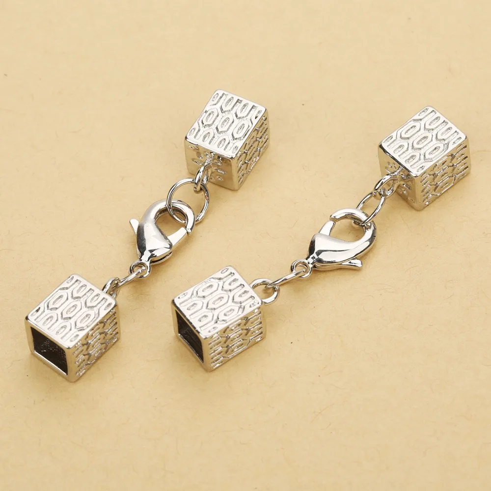 

5pcs/set Copper End Caps Clasps for Bracelets Necklace Lobster Clasps Connector fit 6mm Leather Cord DIY Jewelry Making