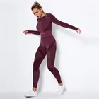 Костюм спортивный женский, Топ с длинным рукавом и леггинсы с высокой талией
