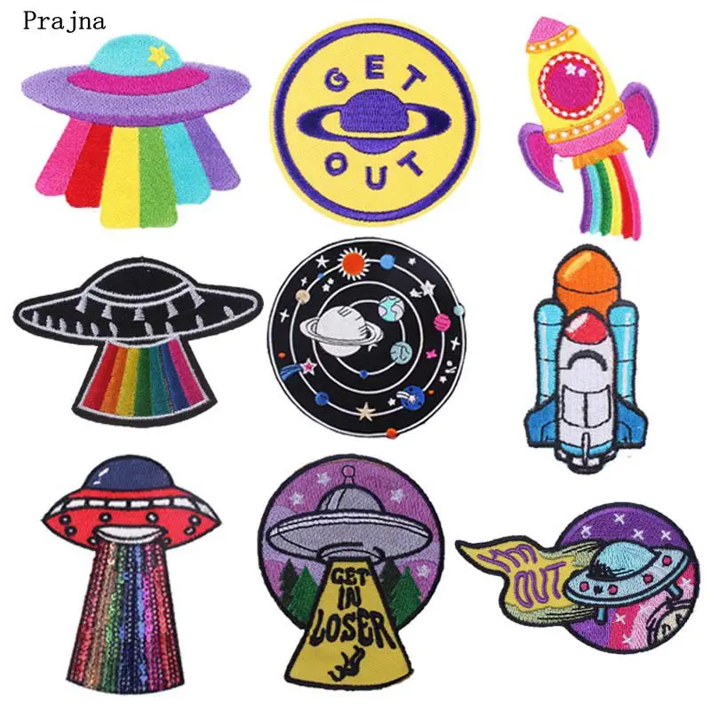 Prajna UFO Alien Patches Вышивка Железо на патчи для аппликация одежду куртки наклейки