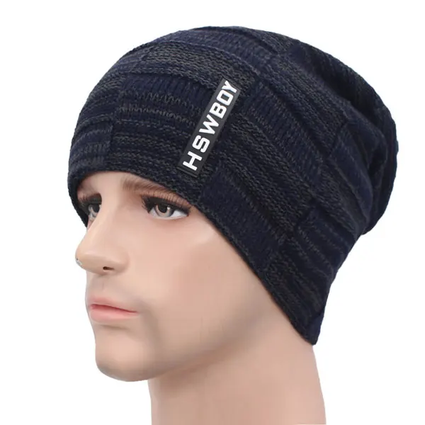 navy hat AETRUE брендовая зимняя Шапки для Для мужчин Для женщин зимняя шапочки Для мужчин шарф вязанные шапки кепки мужская маска капор Теплый Шеи Шапка-бини - Цвет: navy hat