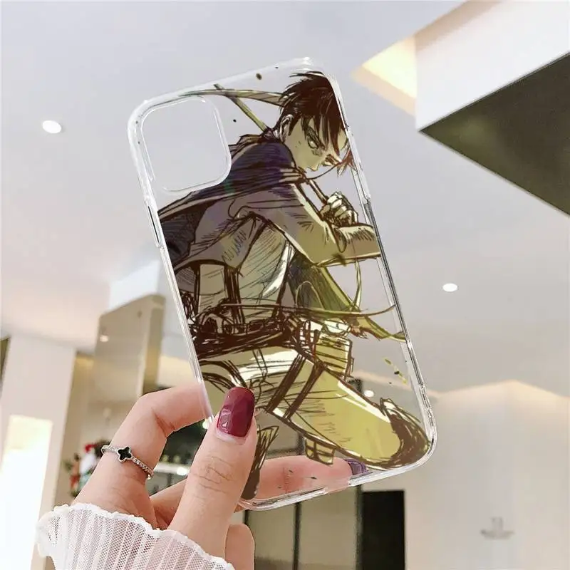 

attack on titan anime Phone Case Transparent for iPhone 11 12 mini pro XS MAX 8 7 6 6S Plus X 5S SE 2020 XR