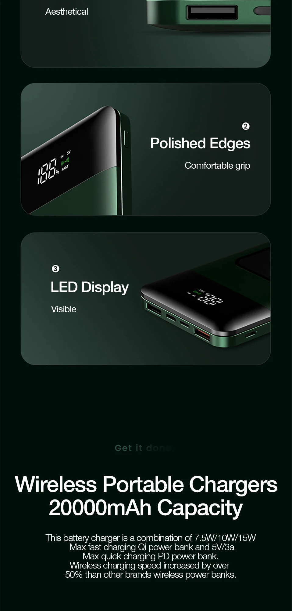 power bank 10000mah GENAI Wireless Charger Power Bank 20000mAh Fast Charging Portable Charger Powerbank for Smartphone External Battery Rechargeable mini power bank