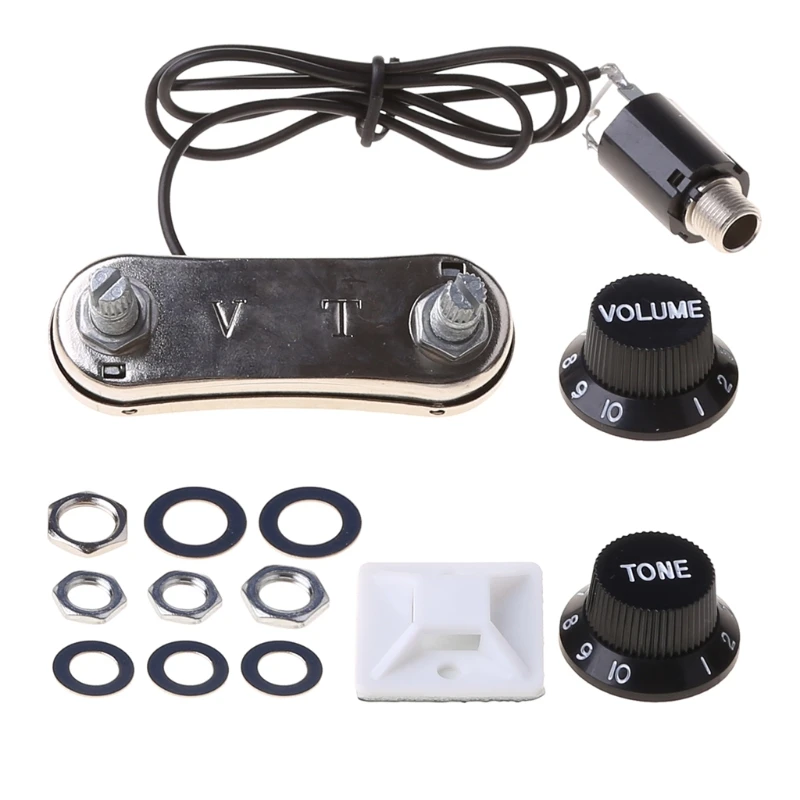 

K1KD Guitar Violin Simple Pickup Piezo Transducer Bridge with Tone Volume Knob Control