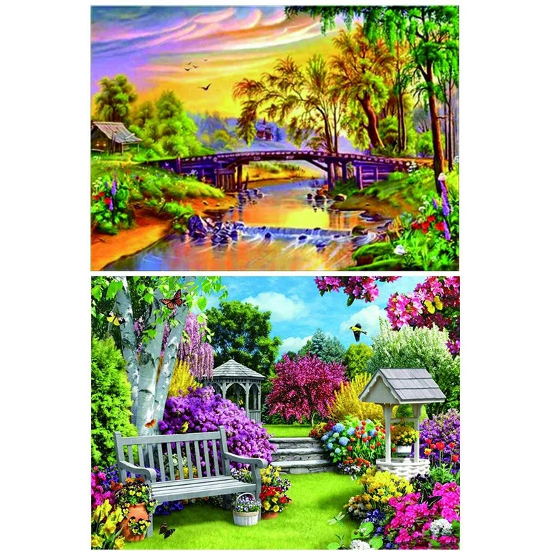

2 Pack Diamond Painting Kits for Adults, 5D DIY Full Drill Art Diamond Paintings, Perfect Arts Craft for Home Wall Decor
