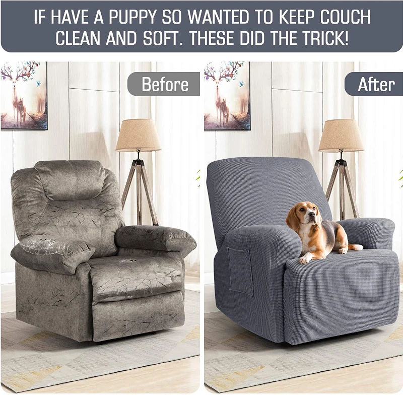 waterproof 4 piece stretch recliner covers recliner chair covers for leather and cloth living room recliner chair slipcovers free global shipping