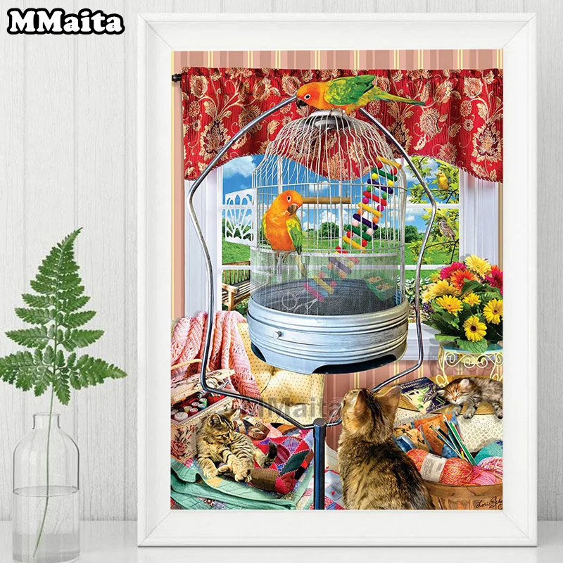 

5D DIY Diamond Painting Parrot and Cat Diamond Embroidery Art Flower Cross Stitch Kit Animal Bird Picture Decor cuadros GG6139